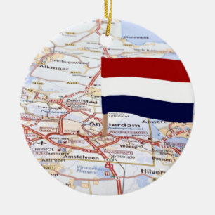 Nederlandse kaart en Nederlandse vlag Keramisch Ornament