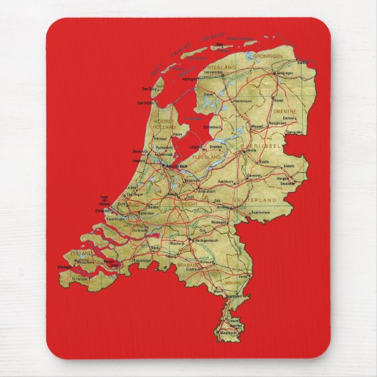Nederlandse Kaart Mousepad Muismat (Voorkant)