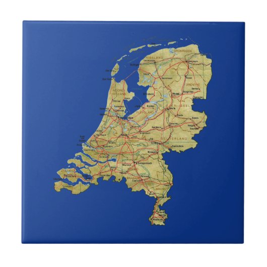 Nederlandse Kaart Tile Tegeltje (Voorkant)