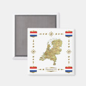 Nederlandse Kaart + Vlaggen Magnet (Voorkant / Achterkant)