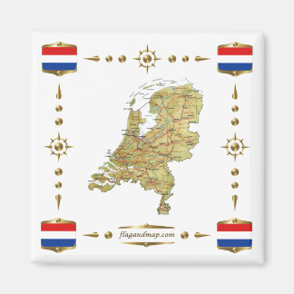 Nederlandse Kaart + Vlaggen Magnet