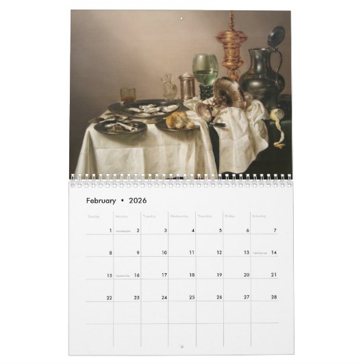 Nederlandse kalender voor schilderijen 2018 (Feb 2026)