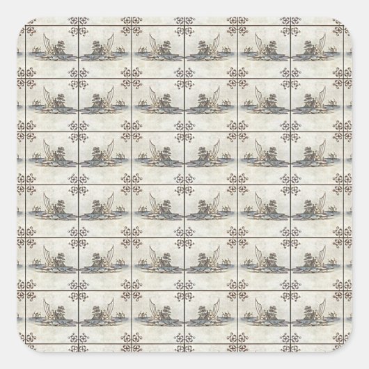 Nederlandse keramische tegels 4 vierkante sticker (Voorkant)