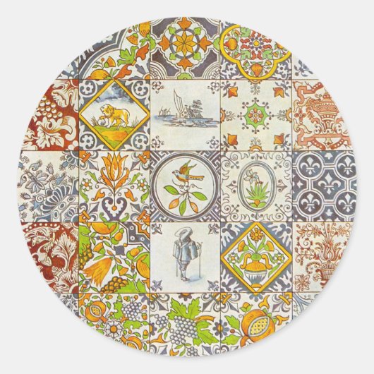 Nederlandse keramische tegels ronde sticker (Voorkant)