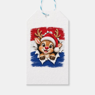 Nederlandse Kerst Rendier Cadeaulabel