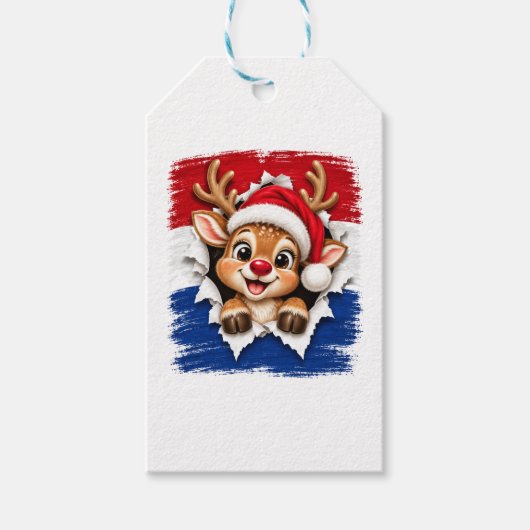 Nederlandse Kerst Rendier Cadeaulabel (Voorkant)