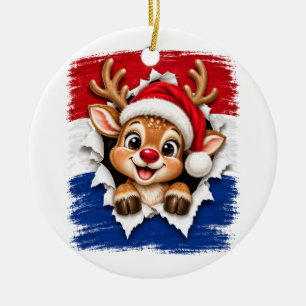 Nederlandse Kerst Rendier Keramisch Ornament