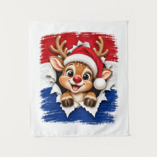 Nederlandse Kerst Rendier Wandkleed