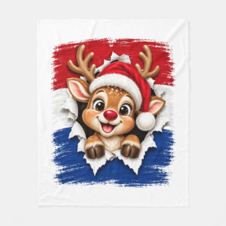 Nederlandse Kerst Rendieren Fleece Deken