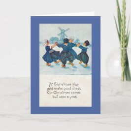 Nederlandse kerstkinderen dansen,  feestdagen kaart