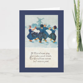 Nederlandse kerstkinderen dansen,  feestdagen kaart