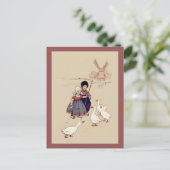 Nederlandse Kinderen met ganzen Briefkaart (Staand voorkant)