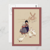 Nederlandse Kinderen met ganzen Briefkaart (Voorkant / Achterkant)