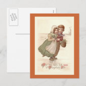 "Nederlandse kinderen schaatsen" Kerst Briefkaart (Voorkant / Achterkant)