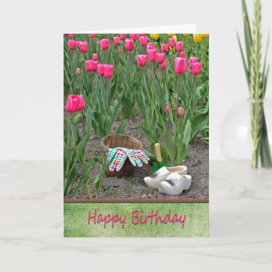 Nederlandse Klompen met Birthday Tulips Kaart (Voorkant)