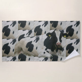Nederlandse koe in koe patroon badhanddoek