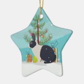 Nederlandse konijnenkerstmis keramisch ornament (Links)