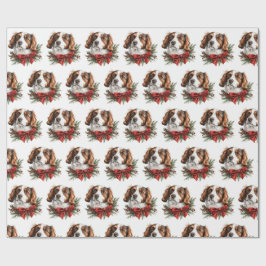 Nederlandse Kooikerhondje met Kerstmuts Cadeaupapier