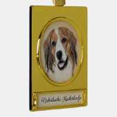 Nederlandse Kooikerhondje Painting - Dog Art Gold Verguld Banner Ornament (Rechts)