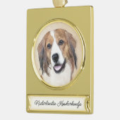 Nederlandse Kooikerhondje Painting - Dog Art Gold Verguld Banner Ornament (Links)