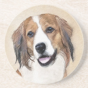 Nederlandse Kooikerhondje Painting - Dog Art Zandsteen Onderzetter