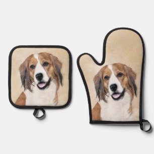 Nederlandse Kooikerhondje Schilderij Pet Dog Art Ovenwant & Pannenlap Set