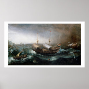 Nederlandse koopvaardijschepen en een op Smalware  Poster