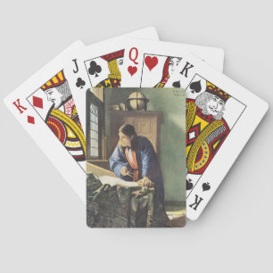 Nederlandse kunstenaar Vermeer schildert de geogra Pokerkaarten