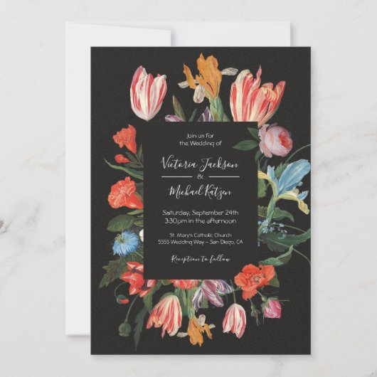 Nederlandse Maste Floral Dark & Moody Wedding Invi Kaart (Voorkant)