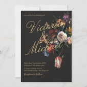 Nederlandse Master Floral Dark & Moody Wedding Kaart (Voorkant)