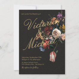 Nederlandse Master Floral Dark & Moody Wedding Kaart