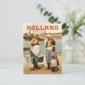 Nederlandse meisjes in traditionele kostuums en cl briefkaart (Staand voorkant)