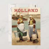 Nederlandse meisjes in traditionele kostuums en cl briefkaart (Voorkant / Achterkant)