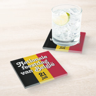 Nederlandse Nationale de Belgische vlag Glazen Onderzetter