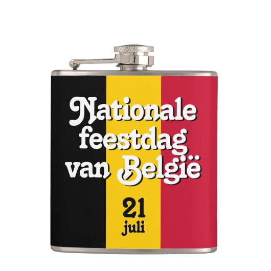 Nederlandse Nationale de Belgische vlag Heupfles (Voorkant)