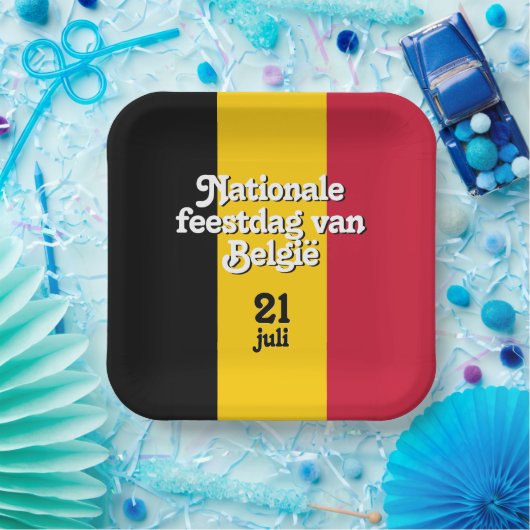 Nederlandse Nationale de Belgische vlag Papieren Bordje (Feest)