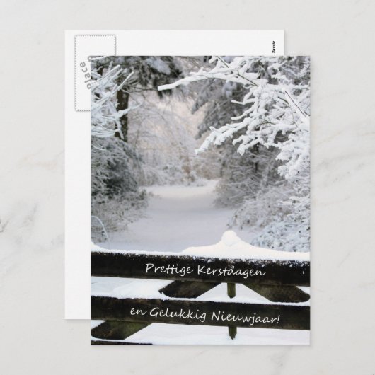 Nederlandse Omheining in sneeuw Merry X-mas & Happ Feestdagenkaart (Voorkant / Achterkant)