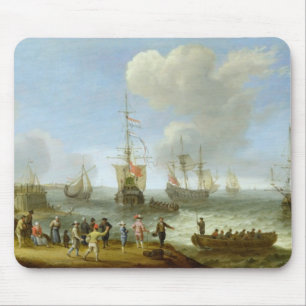 Nederlandse oorlogsschepen in een estuarium muismat