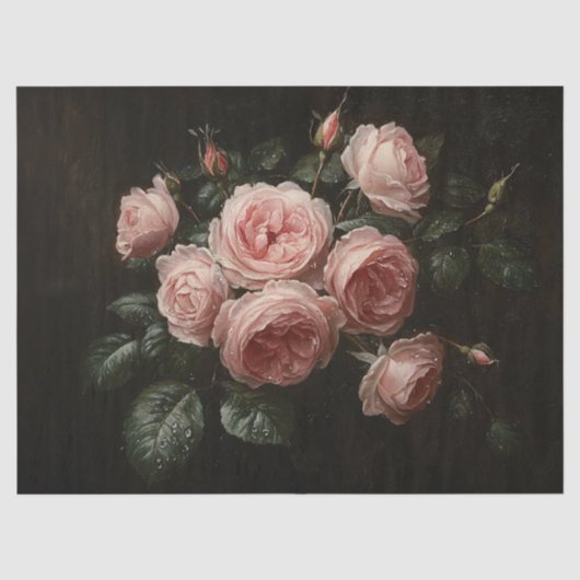 Nederlandse Oude Meesters Roze Rozen Tissuepapier (Voorkant)