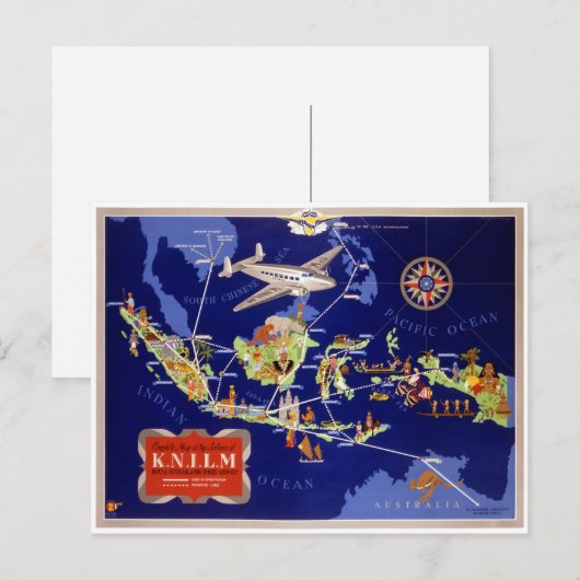 Nederlandse Poster voor reizen teruggezet Briefkaart (Voorkant / Achterkant)