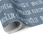 Nederlandse pretkerst op sneeuwvlokken cadeaupapier (Rol Hoek)