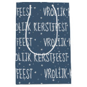 Nederlandse pretkerst op sneeuwvlokken medium cadeauzakje (Voorkant)