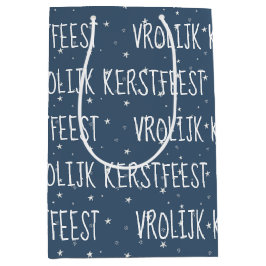 Nederlandse pretkerst op sneeuwvlokken medium cadeauzakje