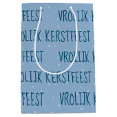 Nederlandse pretkerst op sneeuwvlokken medium cadeauzakje (Voorkant)