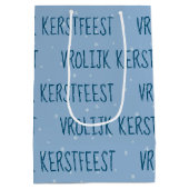 Nederlandse pretkerst op sneeuwvlokken medium cadeauzakje (Achterkant)