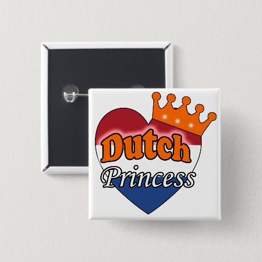Nederlandse prinses vierkante button 5,1 cm (Voorkant /achterkant)