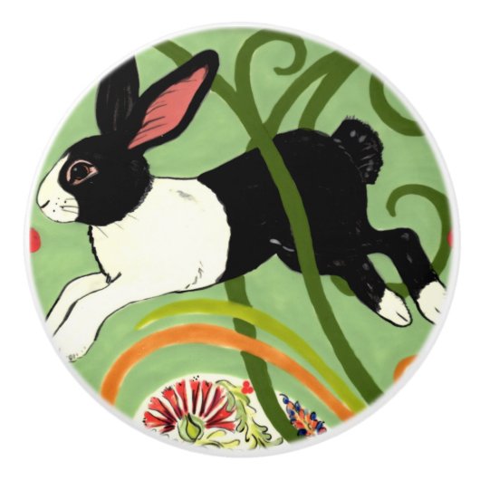 Nederlandse Rabbit Green Art Deco Drawer Pull Deur Keramische Knop (Voorkant)