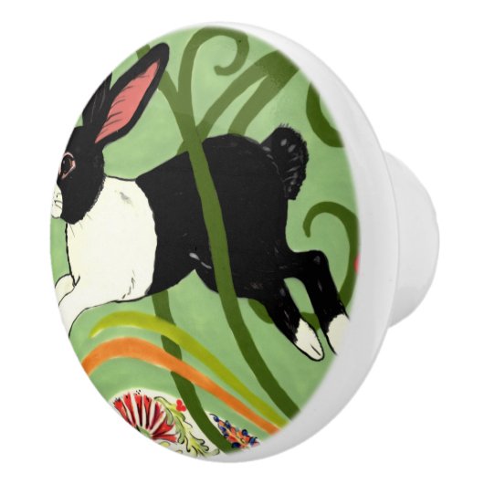 Nederlandse Rabbit Green Art Deco Drawer Pull Deur Keramische Knop (Rechts)