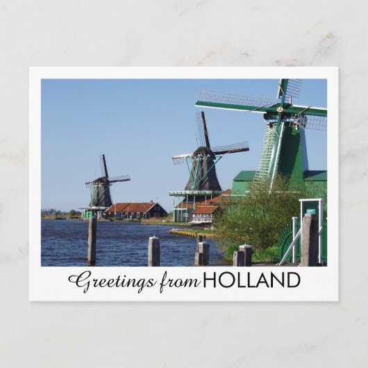  Nederlandse rode witte witte witte windmolen Foto Feestdagenkaart (Voorkant)