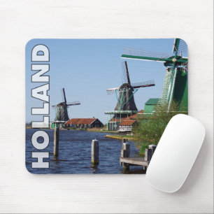 Nederlandse rode witte witte witte windmolen Foto Muismat